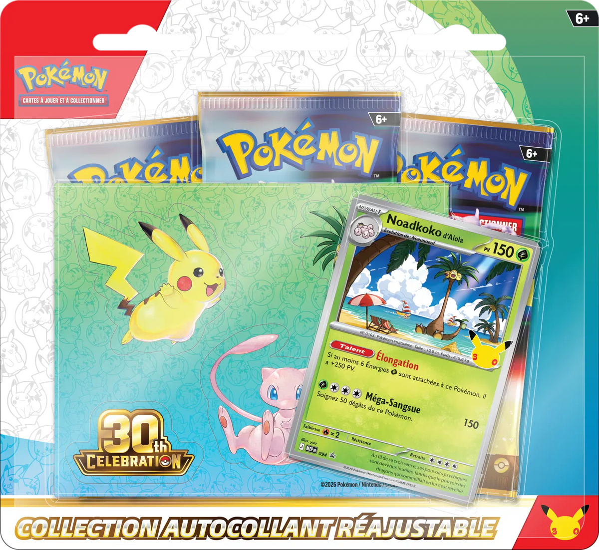 Tripack + Autocollant - Pokémon 30 ans